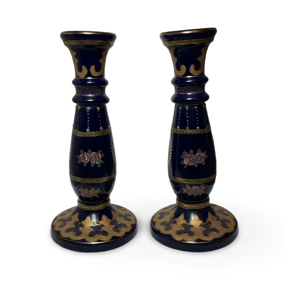 ROYAL LIMOGES CANDLESTICKS HAND PAINTED - Picture 4 of 12